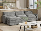 YESHOMY Sectional Modular Sofa U Shaped Chenille Fabric Couch with High Supportive & Soft Sponges and Removable Ottoman, Sleeper Comfy Upholstered Furniture for Living Room, Grey