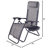 BTEXPERT Adjustable Steel Mesh Zero Gravity Lounge Chairs Outdoor Patio Recliner Beach Yard Garden with Pillow Utility Tray Cup Holder Gray Case Pack (Set of 2 pcs), Two Piece, Grey